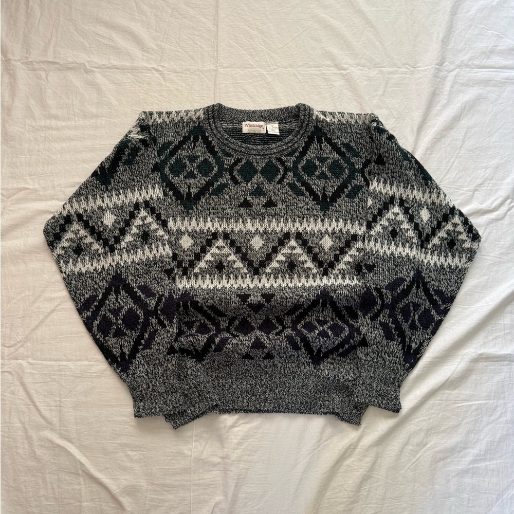 Vintage knit acrylic winter patterned sweater Men’s L